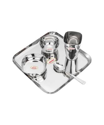 Stainless Steel Heavy Gauge Mirror Finished Square 5 pcs Thali Set  Dinner Set 1