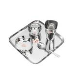 Stainless Steel Heavy Gauge Mirror Finished Square 5 pcs Thali Set  Dinner Set