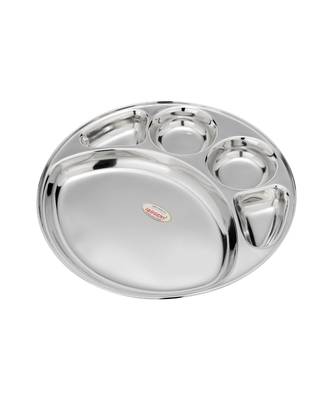 Stainless Steel 5 in 1 Round Compartment Tray (Dia   30.5cm  Pack of 6) Bhojan Thali  Lunch or Dinner Plate 2
