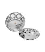 Stainless Steel 5 in 1 Round Compartment Tray  (Dia   28cm  Pack of 2) Bhojan Thali  Lunch or Dinner Plate