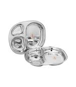 Stainless Steel 3 in 1  Compartment Tray ( L  24cm  W 20cm  H  3cm  Pack of 2) Bhojan Thali  Lunch Dinner Plate