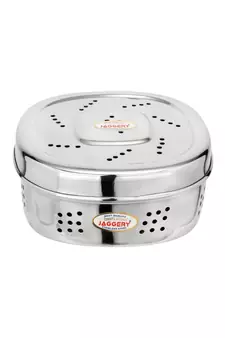 Stainless Steel Multipurpose Hole Puri Dabba Square Shape Dhaniya Coriander Dabba (L and W 14.5cm  Height 5.5cm)