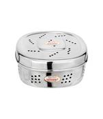 Stainless Steel Multipurpose Hole Puri Dabba Square Shape Dhaniya Coriander Dabba (L and W 14.5cm  Height 5.5cm)