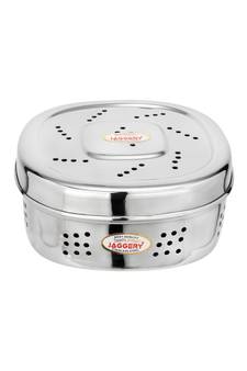 Stainless Steel Multipurpose Hole Puri Dabba Square Shape Dhaniya Coriander Dabba (L and W 10.5cm  Height 4.5cm)