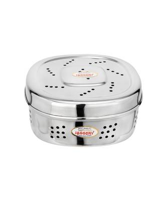 Stainless Steel Multipurpose Hole Puri Dabba Square Shape Dhaniya Coriander Dabba (L and W 10.5cm  Height 4.5cm) 1