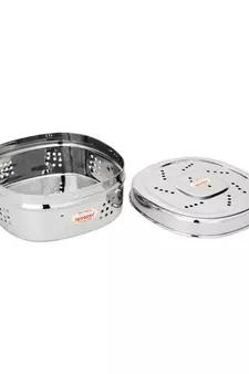 Stainless Steel Multipurpose Hole Puri Dabba Square Shape Dhaniya Coriander Dabba (L and W 10.5cm  Height 4.5cm)
