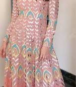 Pink Zari Resham Floor Length Ceremonial Churidar Suit