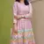 Pink Zari Resham Floor Length Ceremonial Churidar Suit
