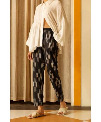Fabnest handloom cotton black straight pants 1