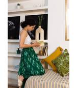 Fabnest womens handloom cotton green harem pants