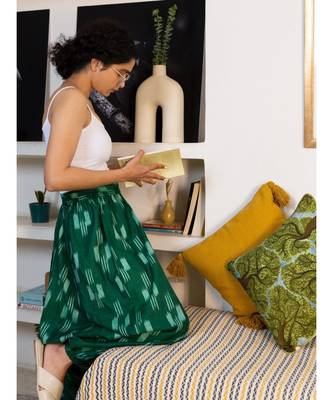 Fabnest womens handloom cotton green harem pants 2