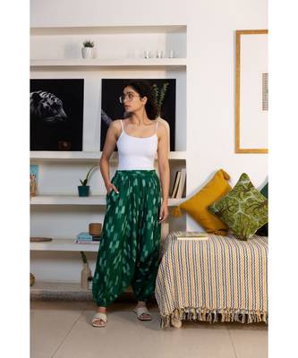 Fabnest womens handloom cotton green harem pants 3