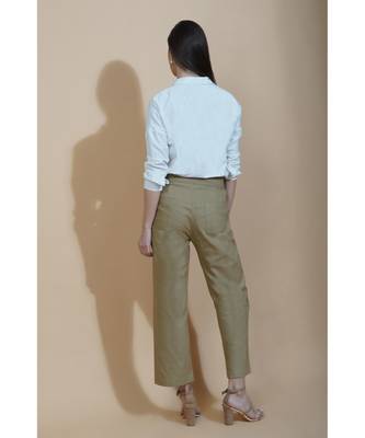 Fabnest Womens cotton flex beige straight pants 5