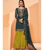 Dark Teal Georgette Pakistani Salwar Kameez
