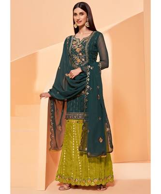 Dark Teal Georgette Pakistani Salwar Kameez 2