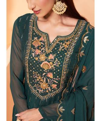 Dark Teal Georgette Pakistani Salwar Kameez 3