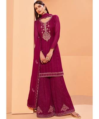 Rani Pink Georgette Pakistani Salwar Kameez 1