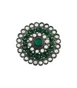 Silver Oxidized Kundan Meenakari Work Designer Adjustable Finger Ring for Women 