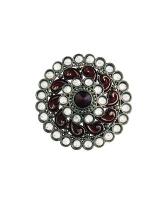 Silver Oxidized Kundan Meenakari Work Designer Adjustable Finger Ring for Women (FL200M) 1