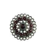 Silver Oxidized Kundan Meenakari Work Designer Adjustable Finger Ring for Women (FL200M)