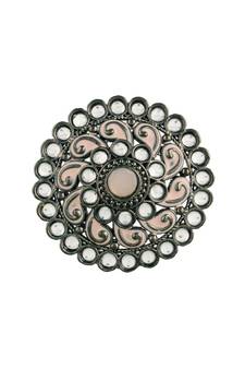 Silver Oxidized Kundan Meenakari Work Designer Adjustable Finger Ring for Women (FL200Pi)