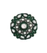 Silver Oxidized Kundan Meenakari Work Designer Adjustable Finger Ring for Women 