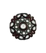 Silver Oxidized Kundan Meenakari Work Designer Adjustable Finger Ring for Women 