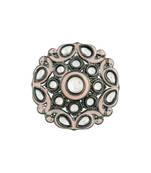 Silver Oxidized Kundan Meenakari Work Designer Adjustable Finger Ring for Women 
