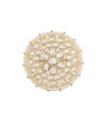 Traditional White Kundan & Pearl Studded Adjustable Finger Ring for Women 
