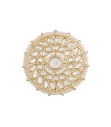 Traditional White Kundan & Pearl Studded Adjustable Finger Ring for Women 