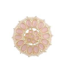 Traditional Pink Kundan & Pearl Studded Adjustable Finger Ring for Women 