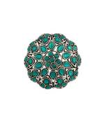 Silver Oxidized Green Kundan Work Designer Adjustable Finger Ring for Women 
