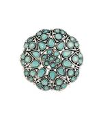 Silver Oxidized Sky Blue Kundan Work Designer Adjustable Finger Ring for Women 