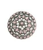Silver Oxidized Pink Kundan Work Designer Adjustable Finger Ring for Women 