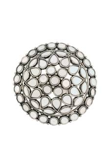 Silver Oxidized Mirror Designer Adjustable Finger Ring for Women (FL208S)