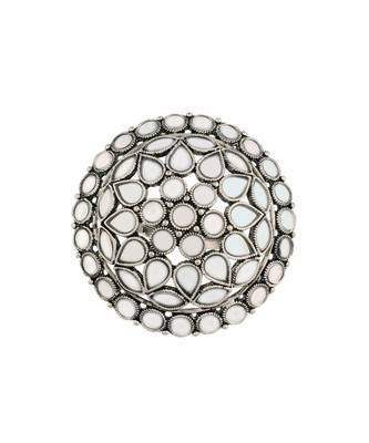 Silver Oxidized Mirror Designer Adjustable Finger Ring for Women  1