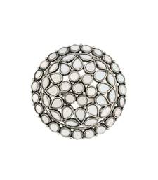 Silver Oxidized Mirror Designer Adjustable Finger Ring for Women 