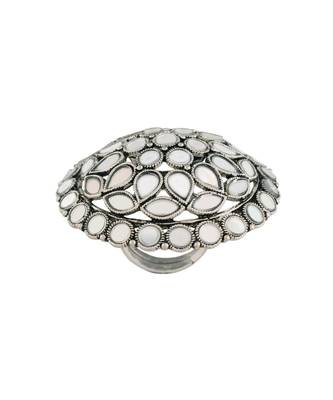 Silver Oxidized Mirror Designer Adjustable Finger Ring for Women  5