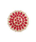 Traditional Pink Kundan & Pearl Studded Adjustable Finger Ring for Women 