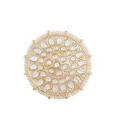  Traditional White Kundan & Pearl Studded Adjustable Finger Ring for Women 