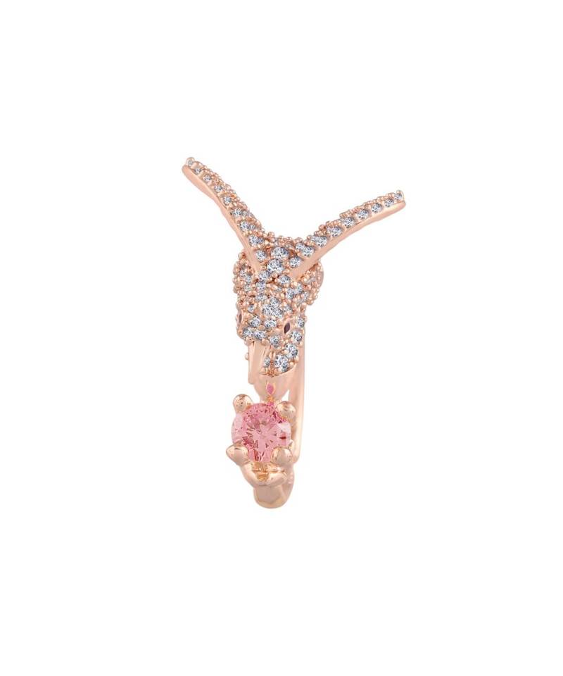Rose Gold Plated Elegant Crystal CZ American Diamond Sparkling Adjustable Birds Finger Ring for Women 