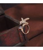 Rose Gold Plated Elegant Crystal CZ American Diamond Sparkling Adjustable Birds Finger Ring for Women (FL210Pu)