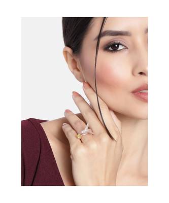 Rose Gold Plated Elegant Crystal CZ American Diamond Sparkling Adjustable Birds Finger Ring for Women  2