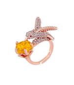 Rose Gold Plated Elegant Crystal CZ American Diamond Sparkling Adjustable Birds Finger Ring for Women 