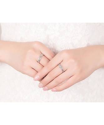 Platinum Plated CZ Adjustable Couple Finger Rings For Love (FL216CO) 3