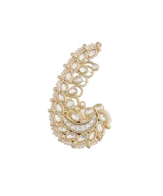 Traditional Kundan & Pearl Studded Peacock Inspired Adjustable Finger Ring For Women (FL194W) 1