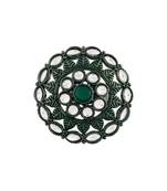 Silver Oxidized Kundan Studded Meena Work Designer Adjustable Finger Ring for Women 