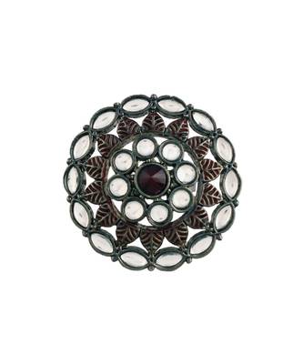 Silver Oxidized Kundan Studded Meena Work Designer Adjustable Finger Ring for Women  1