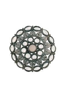 Silver Oxidized Kundan Studded Meena Work Designer Adjustable Finger Ring for Women (FL196Pi)