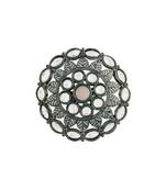 Silver Oxidized Kundan Studded Meena Work Designer Adjustable Finger Ring for Women 